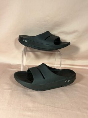 Oofos OOahh Unisex Black Recovery Slide Sandals Size W's 5/M's 3/EU 36